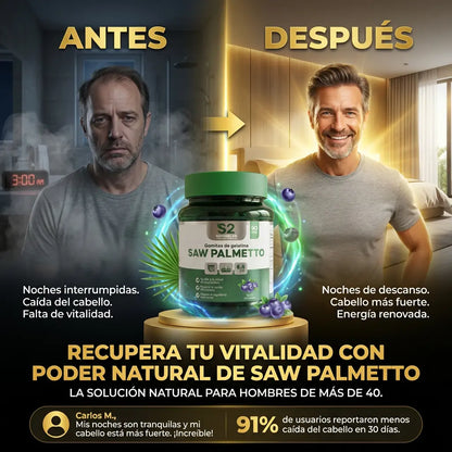 Saw Palmetto + Maca — Gomitas Naturales para la Próstata, el Cabello y la Vitalidad Masculina (90 gomitas x Frasco))